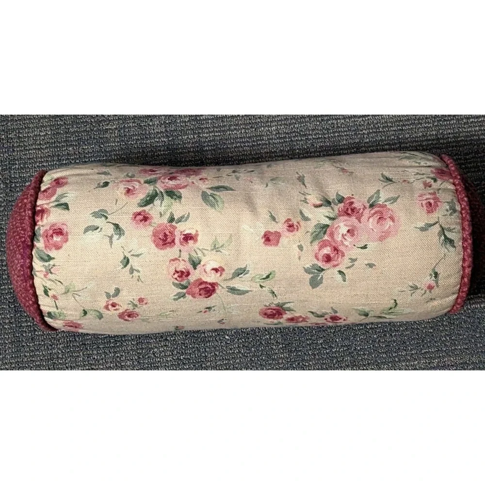 Soft Impressions Accent Pillow Roll Roses Shabby Chic Farmhouse Country Cylinder